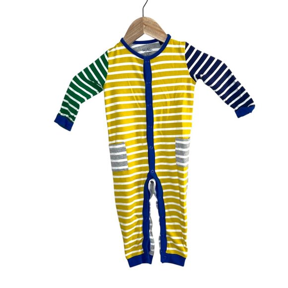 Baby Boden Colorful Striped Romper Sleeper 12-18M Snap Front Cotton - Picture 1 of 6